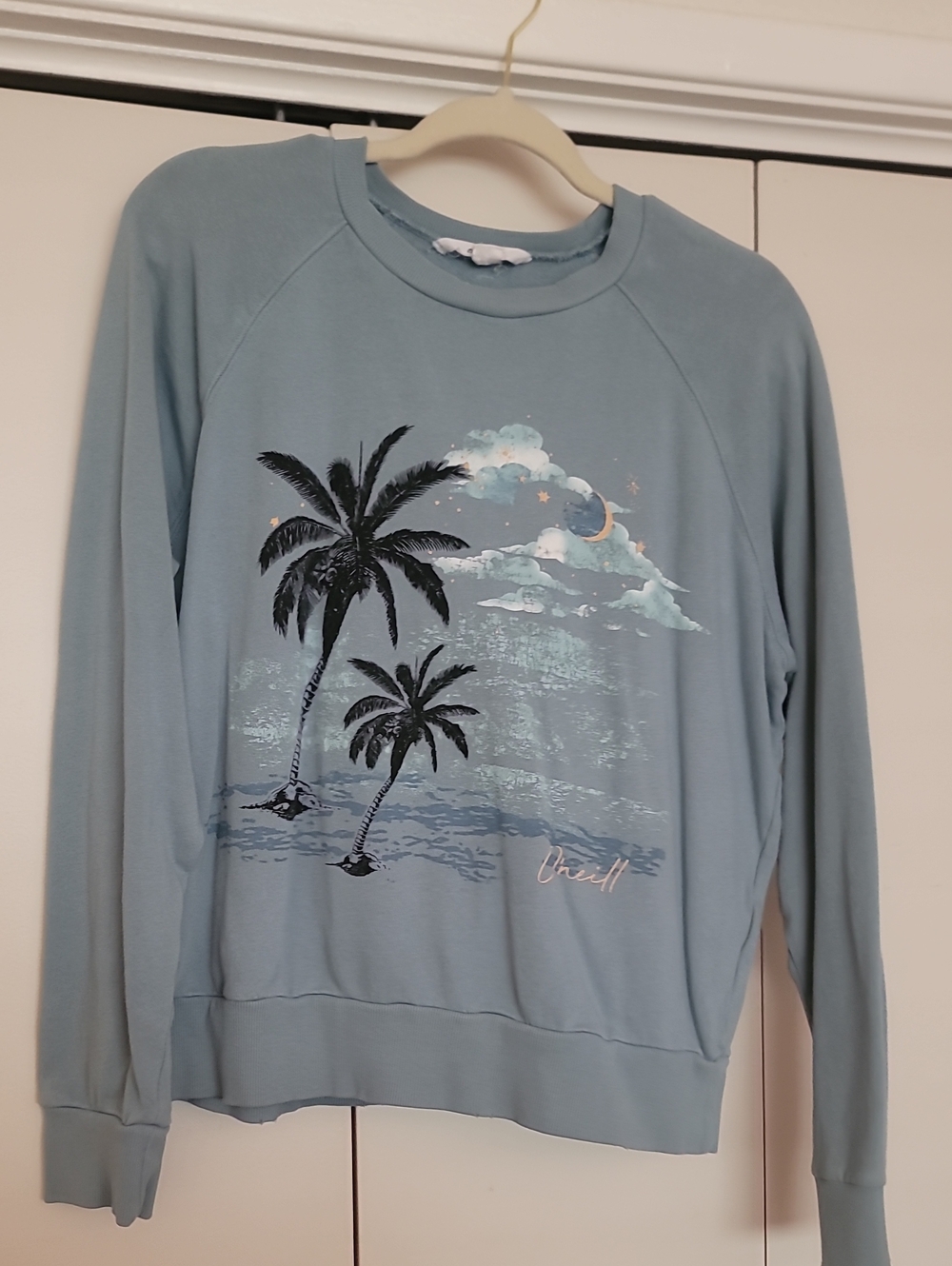 O'Neill Light Blue Palm-Graphic Crewneck Sweater